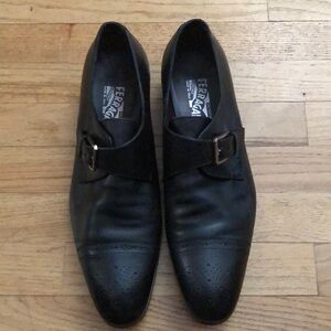 Salvador Ferragamo Black Leather Shoes Men’s 10.5 Made in Italy 🇮🇹
